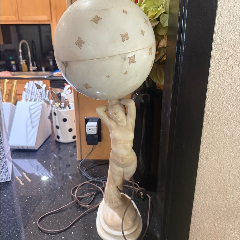 Vintage Marble Alabaster Goddess Lamp Celestial Star Globe Art Deco Style Lamp 🎁